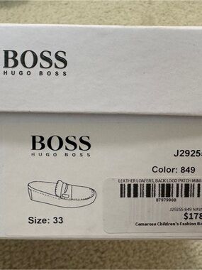 Hugo Boss Kids Navy Leather Moccasins